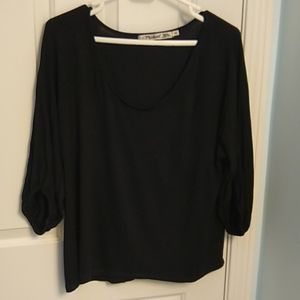 Michael Stars black blouse with gathered sleeves